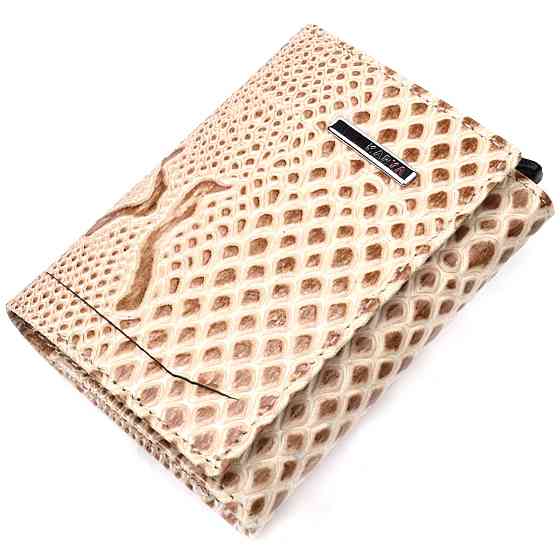 Візитниця із натуральної фактурної шкіри під змію Бежевий (KARYA) Київ