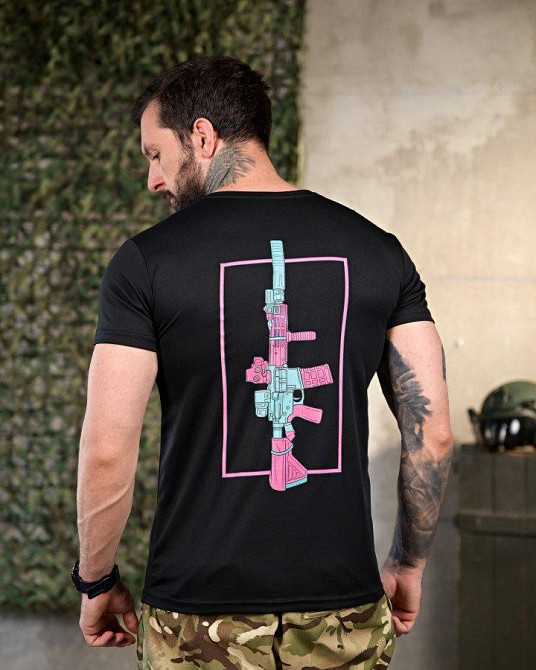 Тактическая потоотводящая футболка gun black ПП4646 Одесса - изображение 1