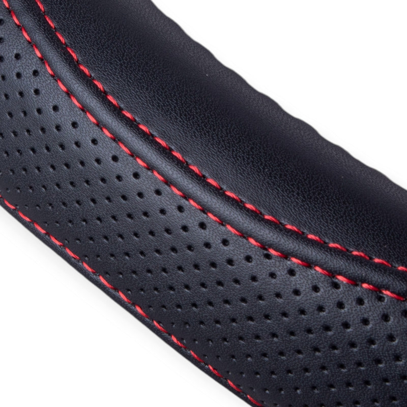 Чехол m кожа (37 - 39 см) черный перфор. вставка, один шов, белая основа VLOD-L2161 BK/R руля Мукачево - изображение 2