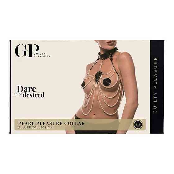 Нашийник з перловим намистом BDSM Guilty Pleasure Pearl, 6 рядів, на зав'язках Sex Aura Київ