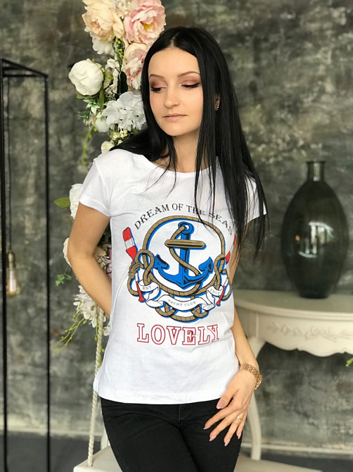 Футболка жіноча з якорем 44 різнобарвний Київ - фото 1