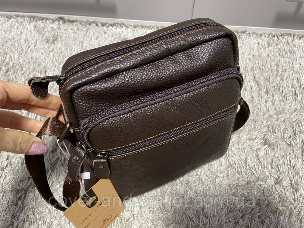 Компактна чоловіча сумка на плече з натуральної шкіри VIntage Київ - фото 10