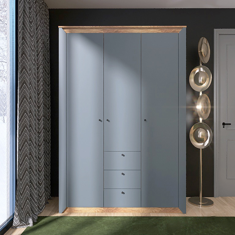 Шкаф трехдверный Эверест Нордик-1400 Графит + Дуб крафт золотой (DTM-5538) Днепр - изображение 1