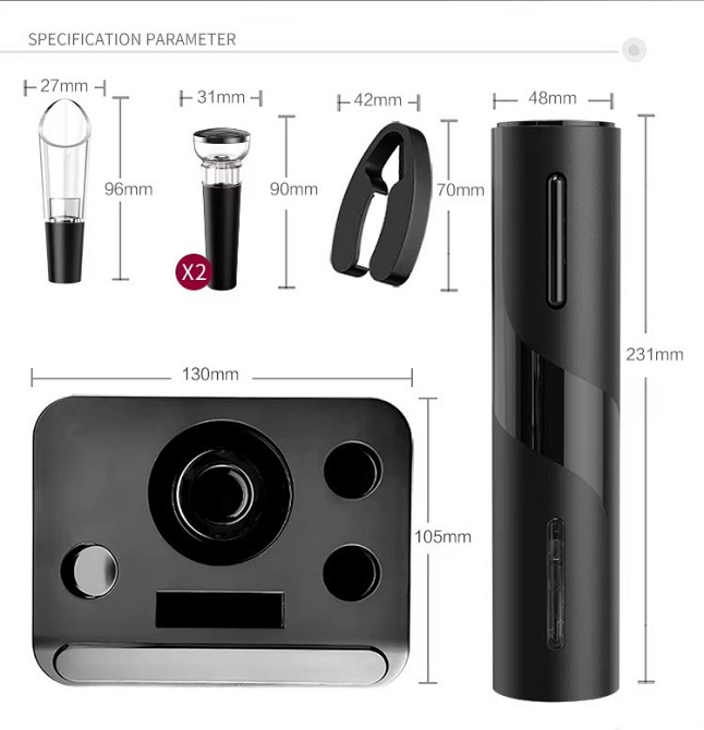 Электрический штопор на батарейках для вина 6в1 электроштопор, аэратор, 2 пробки, нож для фольги с подтавкой Каменец-Подольский - изображение 7