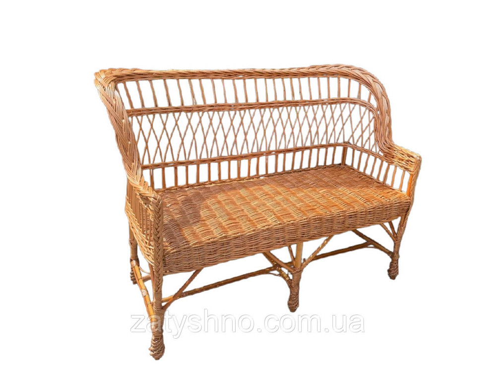 Диван плетеный из лозы с подушкой зеленой Киев - изображение 3