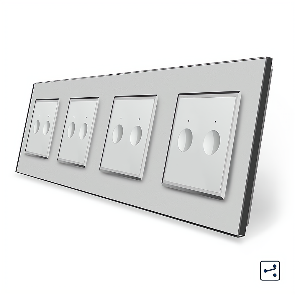 LIVOLO Сенсорний прохідний/перехресний вимикач Sense 8 сенсорів (2-2-2-2) Livolo сірий скло (VL Коломия - фото 4