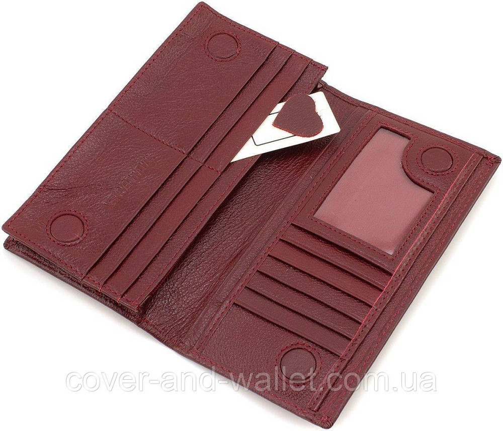 Вертикальный женский купюрник из натуральной кожи бордового цвета ST 152 Киев - изображение 5