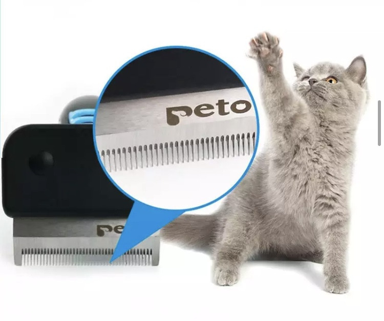 Расческа для кошек и собак Peto, щетка для животных, цвет голубой, размер 16*8см Киев - изображение 4