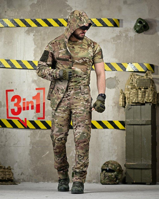 Летний эластичесный тактический костюм fragment 3в1 мультикам   ДЛ6476 Одесса - изображение 1