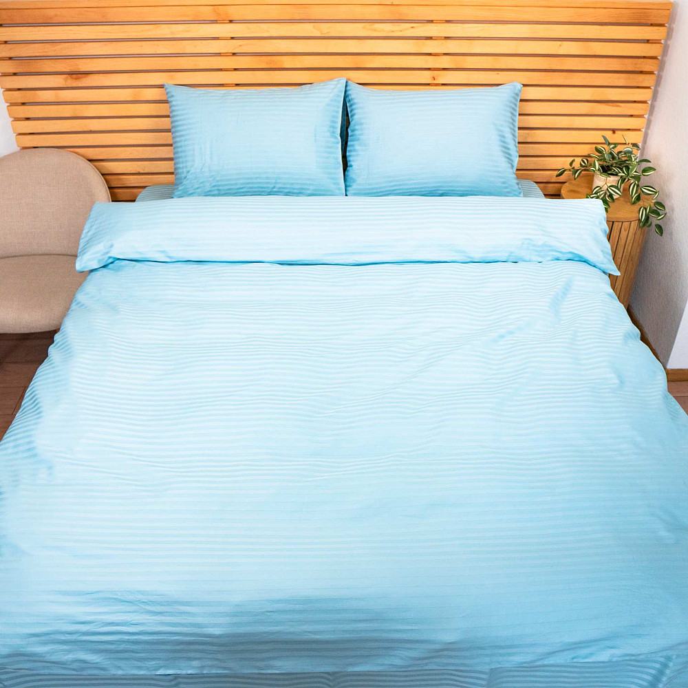 Наволочка страйп сатин на подушку 40х60 см 125 г/м2 YouStar 1 шт. (Блакитний) Суми - фото 2