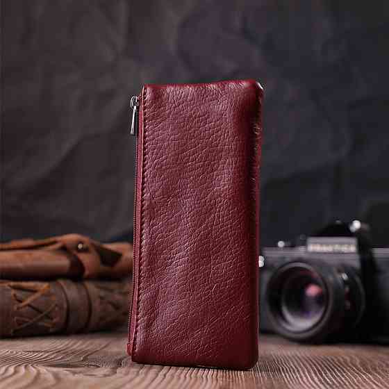 Шкіряна ключниця на блискавці Бордовий (ST Leather) Київ