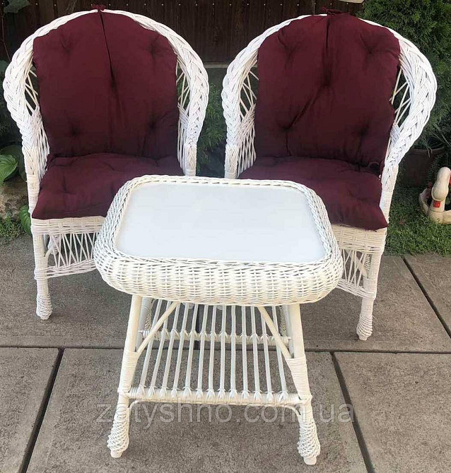 Плетеная белая мебель  с накидками |  Мебель из лозы  |мебель плетеная белая Киев - изображение 4