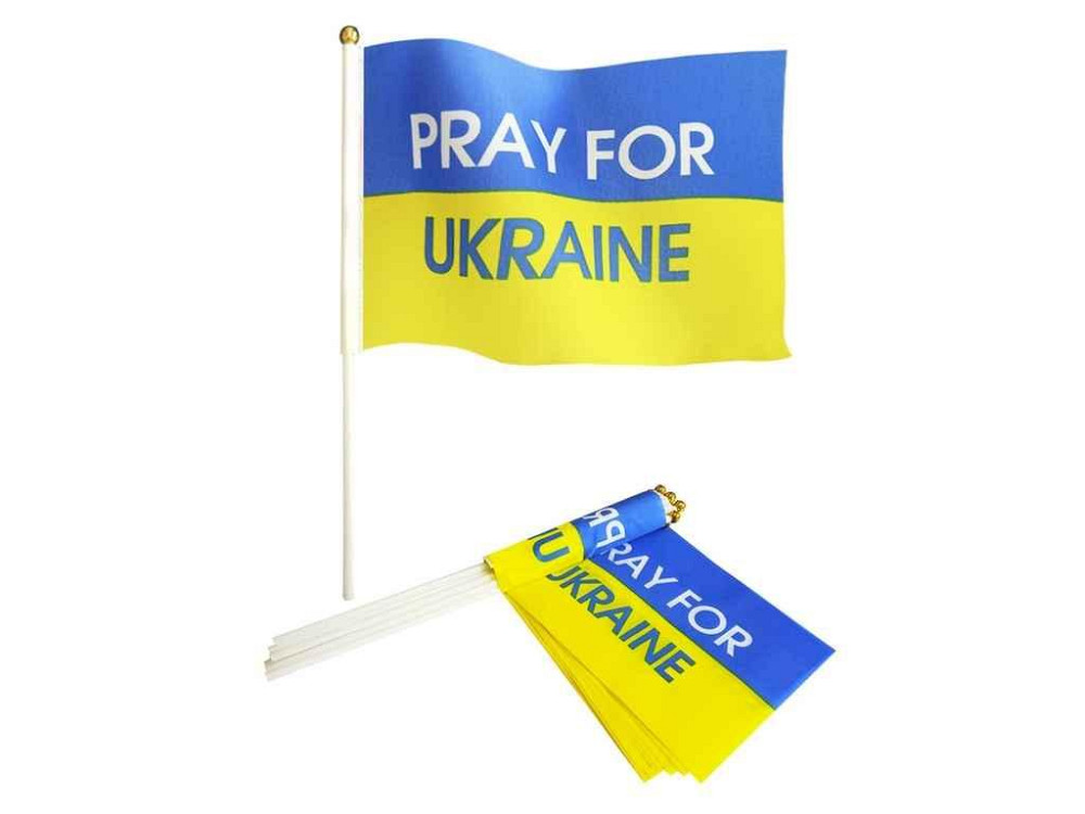 Флаг 14см*21см PRAY FOR UKRAINE 10шт/уп ТМ УКРАИНА Solmir Киев - изображение 1