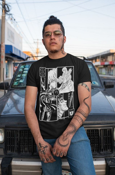 Футболка для хлопчика з аніме принтом Гутс Берсерк Аніме Інспіред оверсайз (зріст від 165 до 180) Чорний AnimeJ1162m Дніпро - фото 2