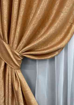 Комплект готовых штор VR-Textil Софт № 1745ш Золотистый 150х275 см 2 шт (33-0642) Киев