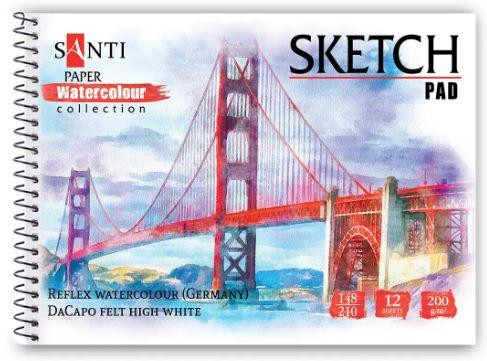 Альбом для акварелі "SANTI" "City" 130505 А5, "Paper Watercolour Collection", 12 арк, 200 г/м2, шт Київ - фото 1