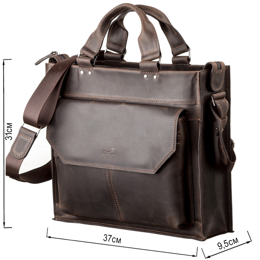 Сумка для ноутбука SHVIGEL 11109 кожаная Коричневая Киев - изображение 3