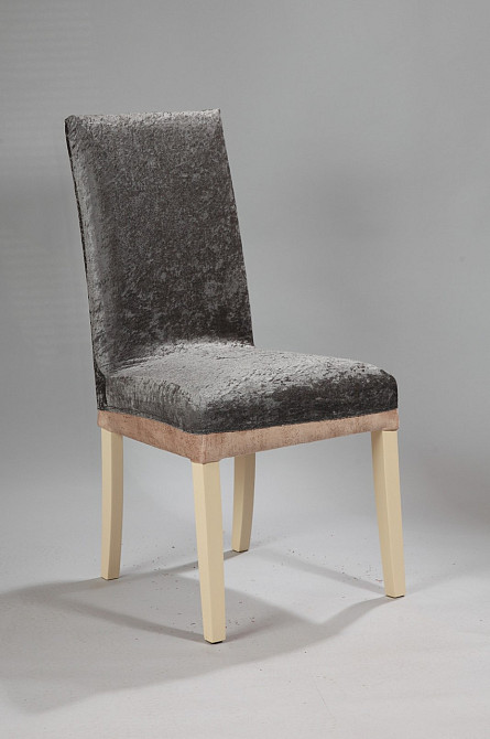 Универсальный натяжной чехол накидка на стул со спинкой велюр Royan Турция 0002 Белая Церковь - изображение 1