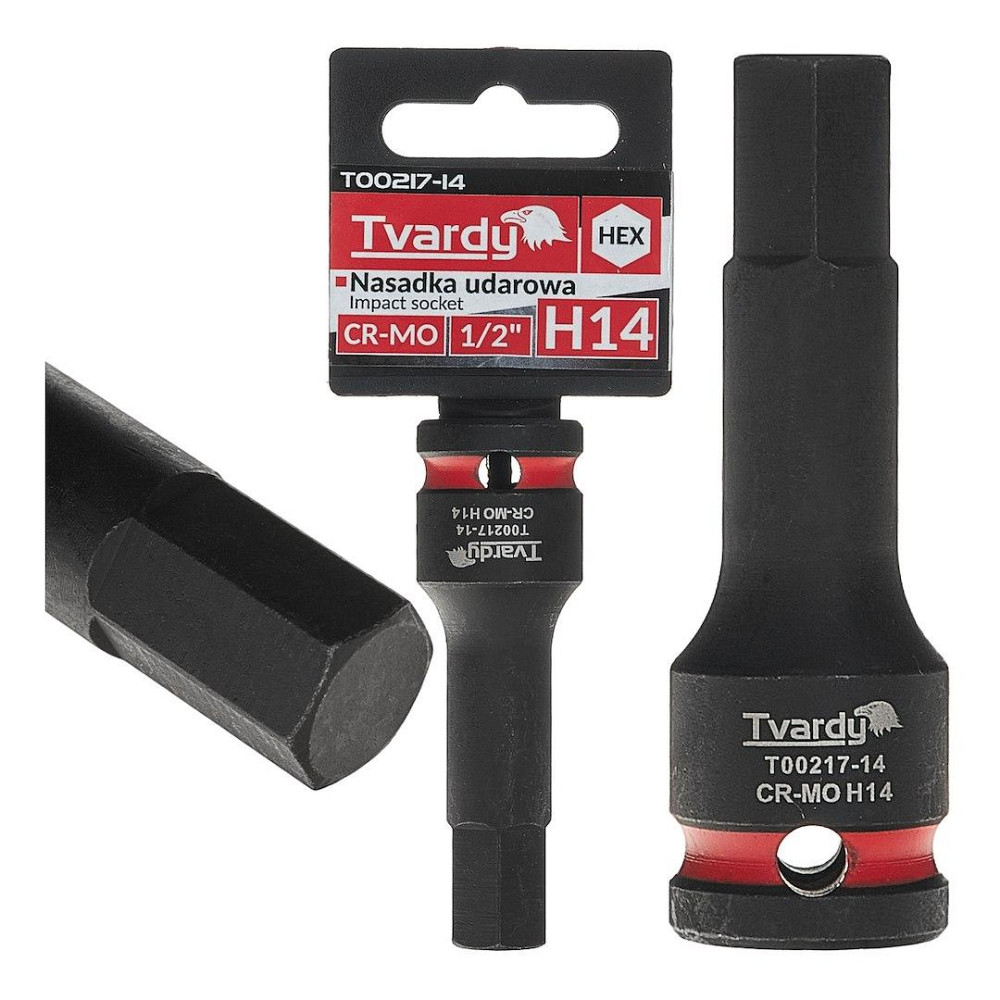 Головка ударна "Tvardy" з хром-молібденової сталі (Cr-Mo)  1/2"  Hex H14  довжиною  77мм Стрий - фото 2