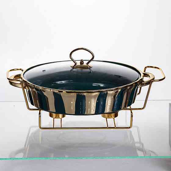 Мармит фарфоровый настольный овальный 1.5 литра мармитница с подогревом JY-6 Киев