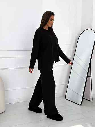 Женский теплый базовый костюм двойка ангора рубчик Черный Одесса