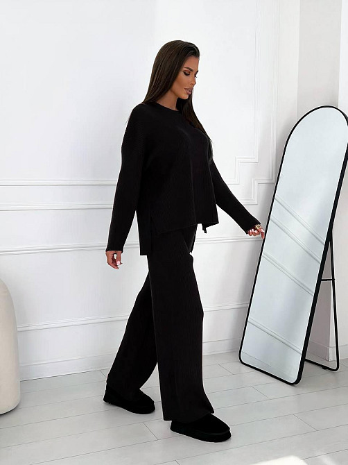 Жіночий теплий базовий костюм-двійка ангора рубчик Чорний Одеса - фото 2