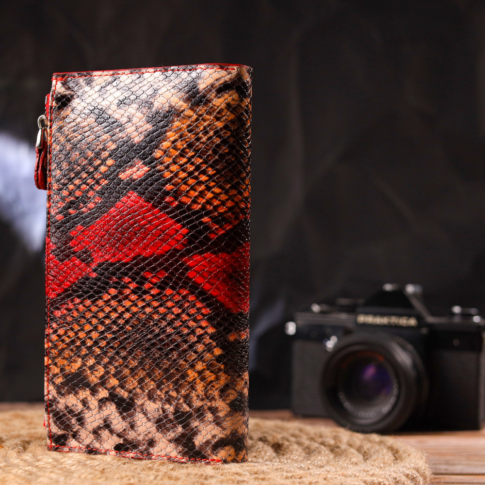 Функциональный женский кошелек из натуральной кожи с тиснением под змею CANPELLINI 21638 Разноцветный Киев - изображение 10