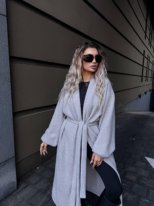 Женский теплый длинный кардиган на запах плотная альпака Одесса - изображение 6