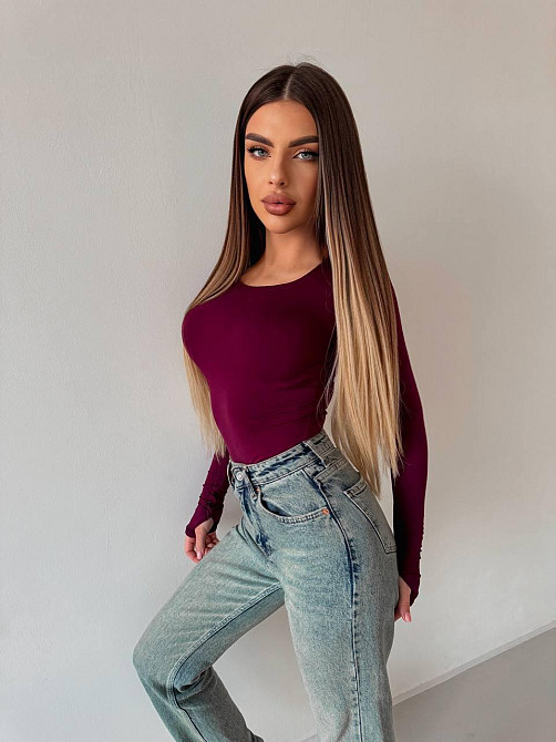 Жіночий базовий лонгслів із мікродайвінгу Бордо Одеса - фото 4