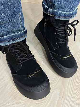 Черевики жіночі Hengji 677-1 замшеві високі кеди на хутрі чорні, 39, 24,5 см Київ