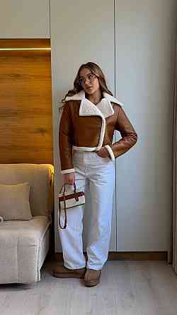 Женская укороченная дубленка в американском стиле Кемел, 44/46 Одесса