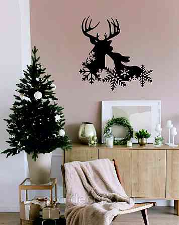 Декоративное настенное Панно «Олень», Декор на стену 70*70 см, Черный Киев