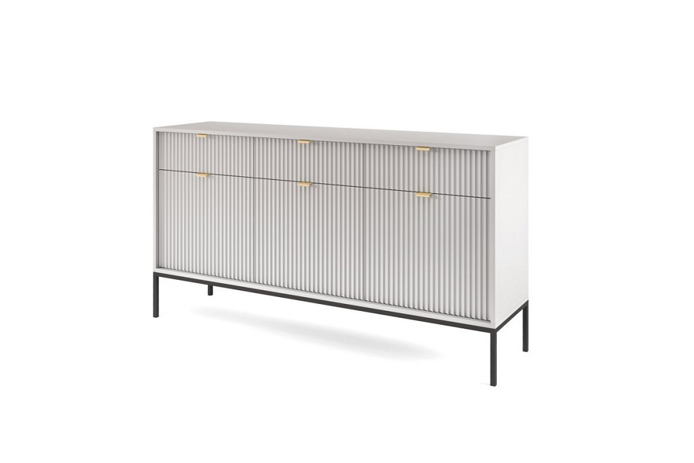 Комод Perfect Home Новая/Nova 3-дверный с 3 ящиками и черными ножками KSZ154 Серый (PFH-091242) Днепр - изображение 5