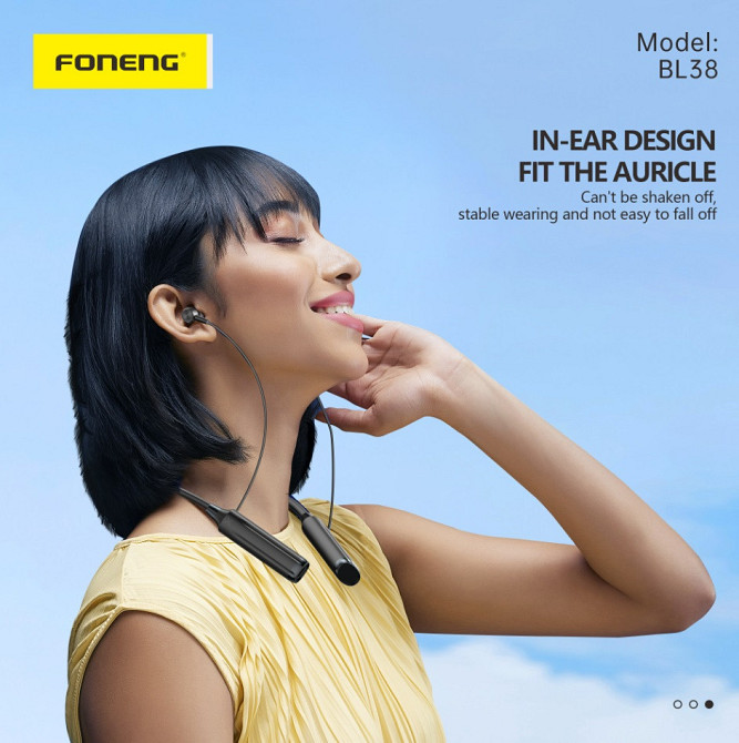 Bluetooth-гарнітура Foneng Neckband Sport (BL38) Чорний Харьков - изображение 8