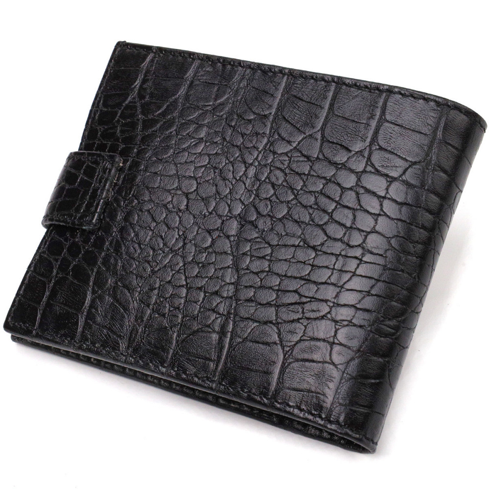 Зручний чоловічий гаманець із натуральної фактурної шкіри з тисненням під крокодила CANPELLINI 21790 Чорний Київ - фото 2
