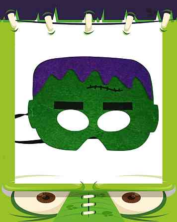 Маска з фетру Франкенштейн для Хеллоуїна 18х14 см зелений Київ