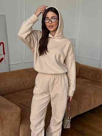 Флисовый женский костюм с капюшоном Бежевый 42/46 Харьков