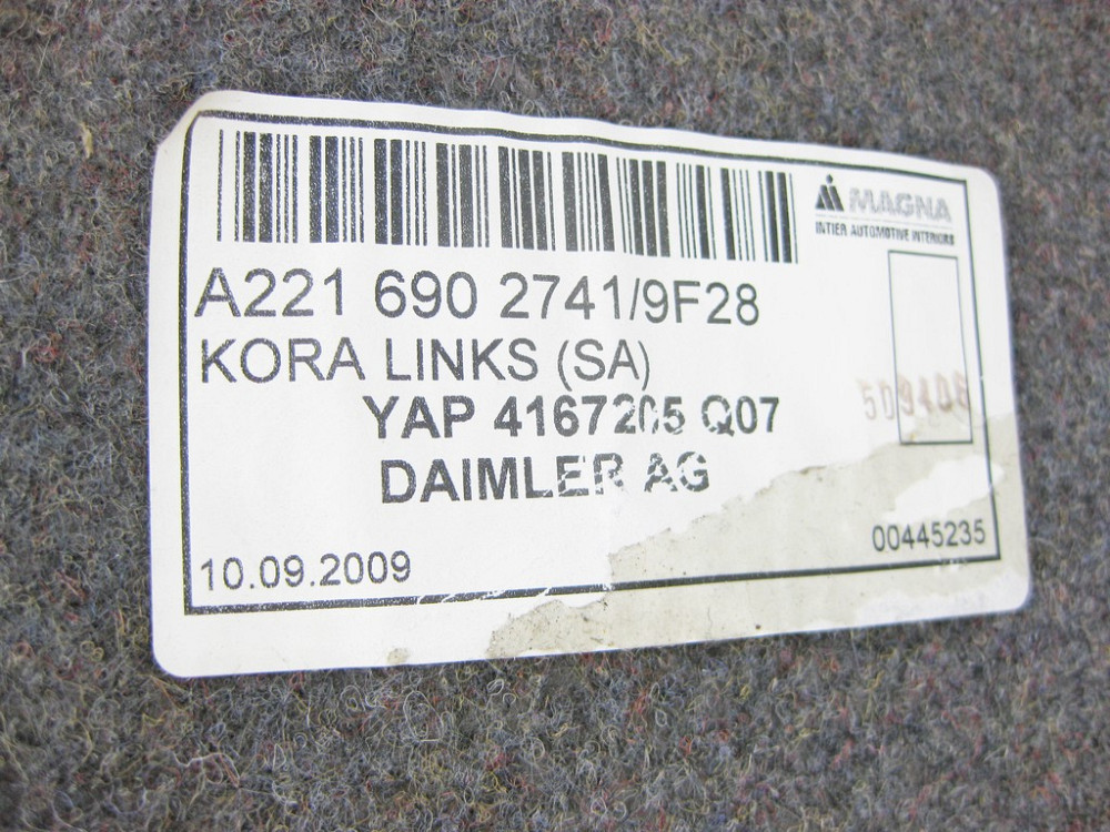 Mercedes-Benz  A2216902741 9F28 Обшивка багажника ліва чорна з сіткою S-Class W221 Одесса - изображение 8