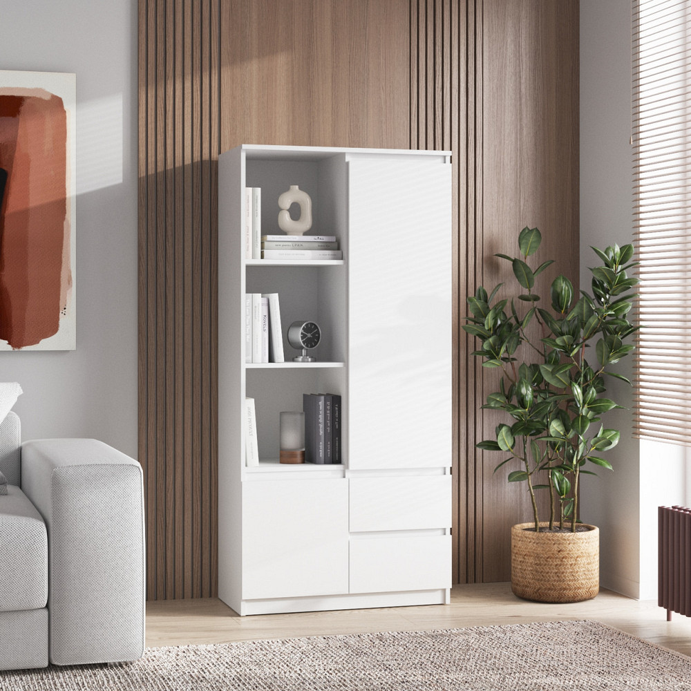 Шафа для книг VAYS R-26, пенал з полицями та шухлядами, ЛДСП, 80×40×170 см - для дому, офісу, вітальні Львів - фото 1