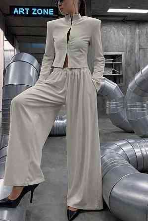 Женский стильный повседневный костюм из замшителя дайвинга Айвори, 44/46 Одесса