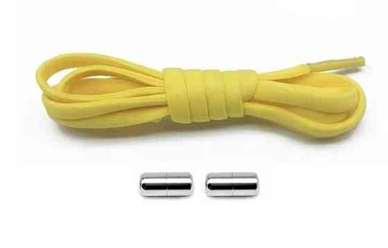 Шнурки эластичные полукруглые без завязок с металлическими застежками Желтый Смела