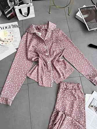 Женский стильный домашний костюм двойка турецкий шелк Пудра, 46/48 Одесса