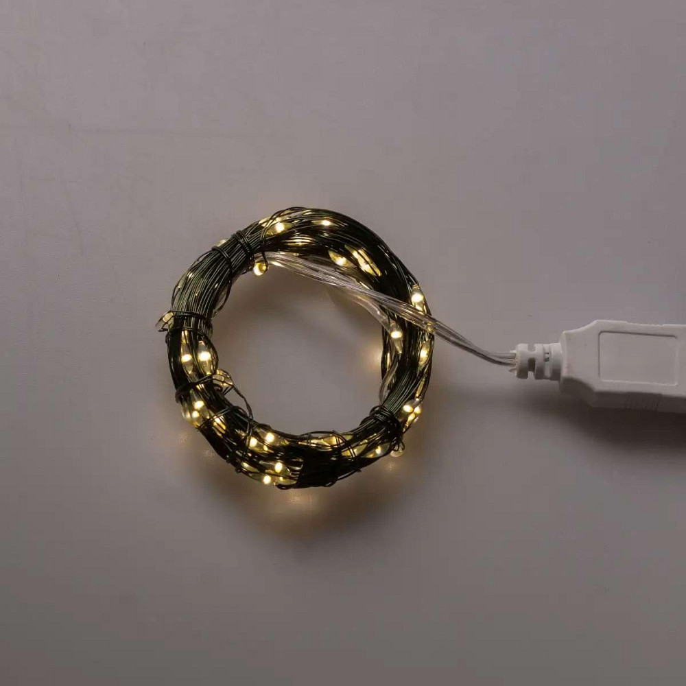 Гирлянда роса 10 метров USB на 100 led светодиодов капля на зеленой проволоке USB100L10MGY Киев - изображение 8