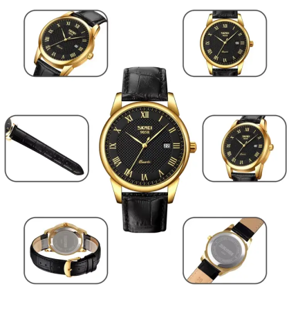 Чоловічий наручний годинник Skmei 9058 Чорний з золотим Вінниця