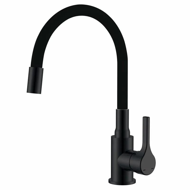 Змішувач для кухні Zerix Rex-011 Black Refl.Black з нержавіючої сталі (Колір чорний+силіконовий вилив чорний) (ZX6132)   ( 27262 ) Харків - фото 1