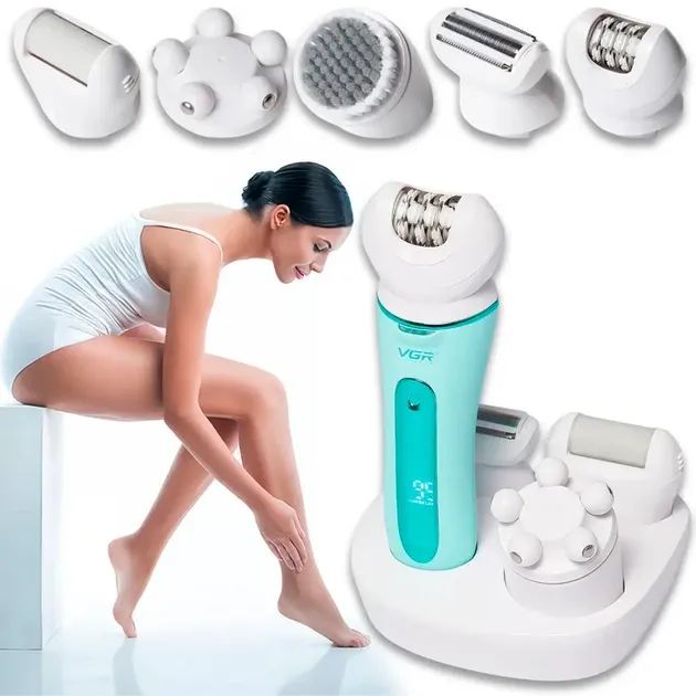 Женский эпилятор VGR-751  5 в 1, беспроводной, 5 насадок, для ног и зоны бикини, 120 минут работы Одесса - изображение 4