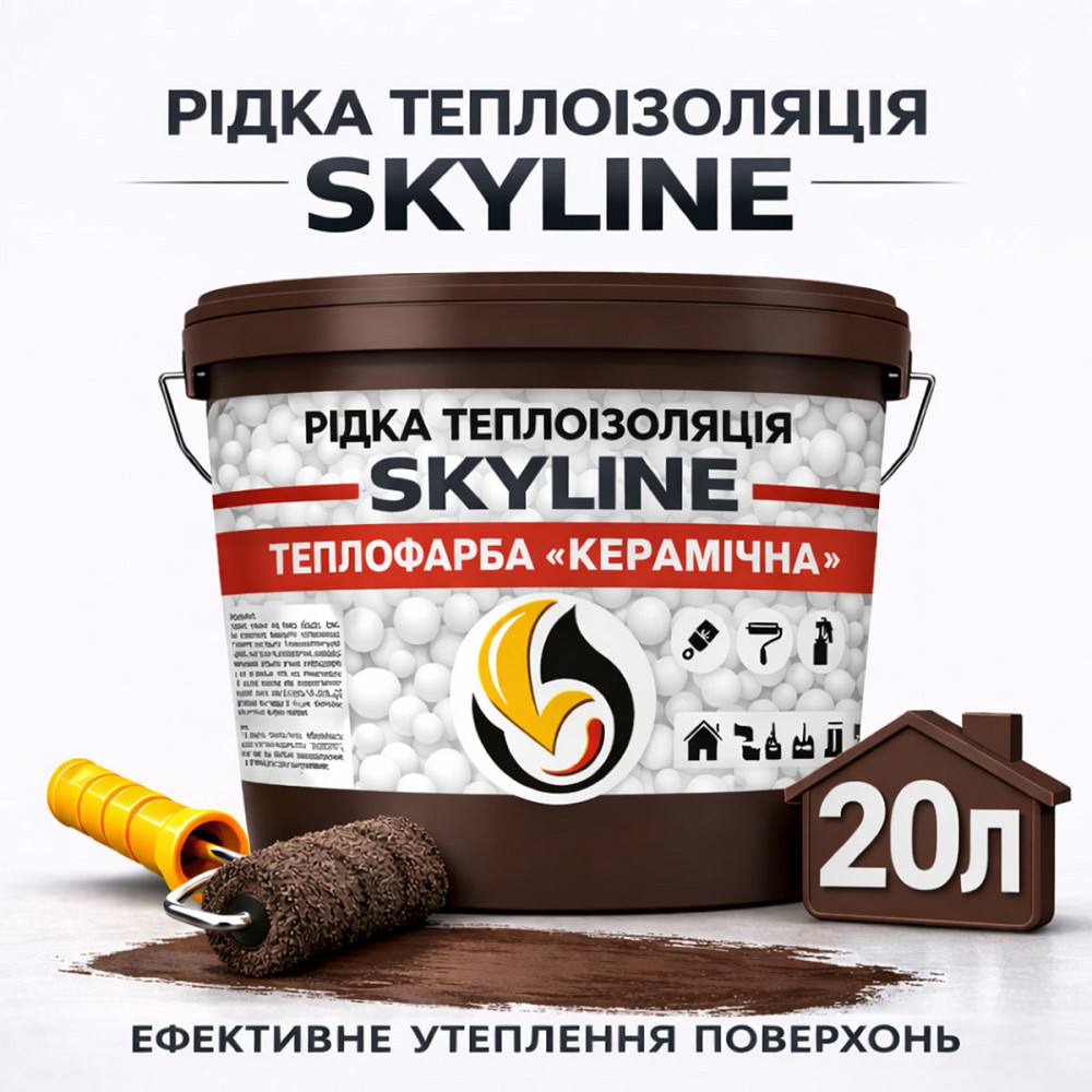 Теплокраска Skyline керамическая жидкая теплоизоляция для утепления стен, фасадов и больших помещений Коричневая 20 л Харьков - изображение 1