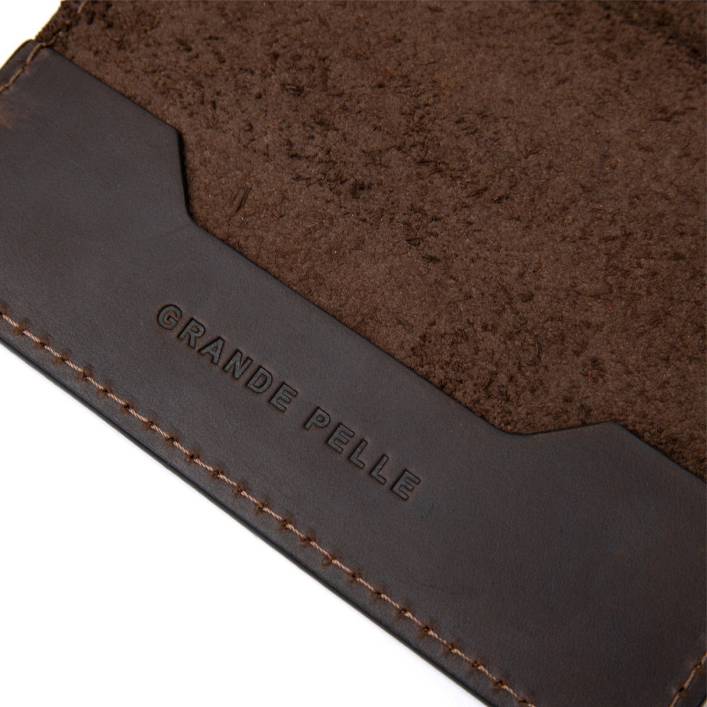 Матова шкіряна обкладинка на паспорт GRANDE PELLE 11481 Коричневий Київ - фото 4