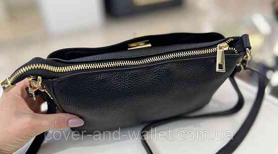 Стильная кросс-боди женская сумочка из натуральной кожи черного цвета Virginia Conti Киев