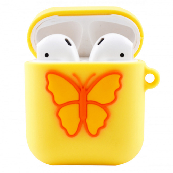 Чехол для Apple AirPods силиконовый с бабочкой желтый EQ-35 Львов - изображение 2